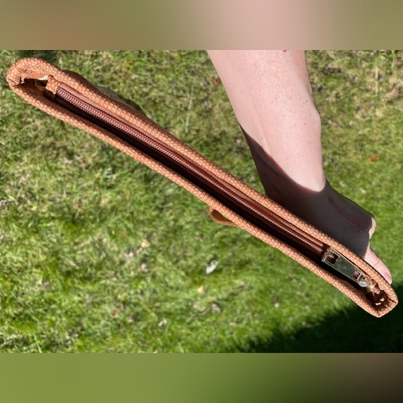 Chico’s Color Blocked Knit Straw-like Textile Wristlet / Clutch w Faux Snake - Picture 9 of 13